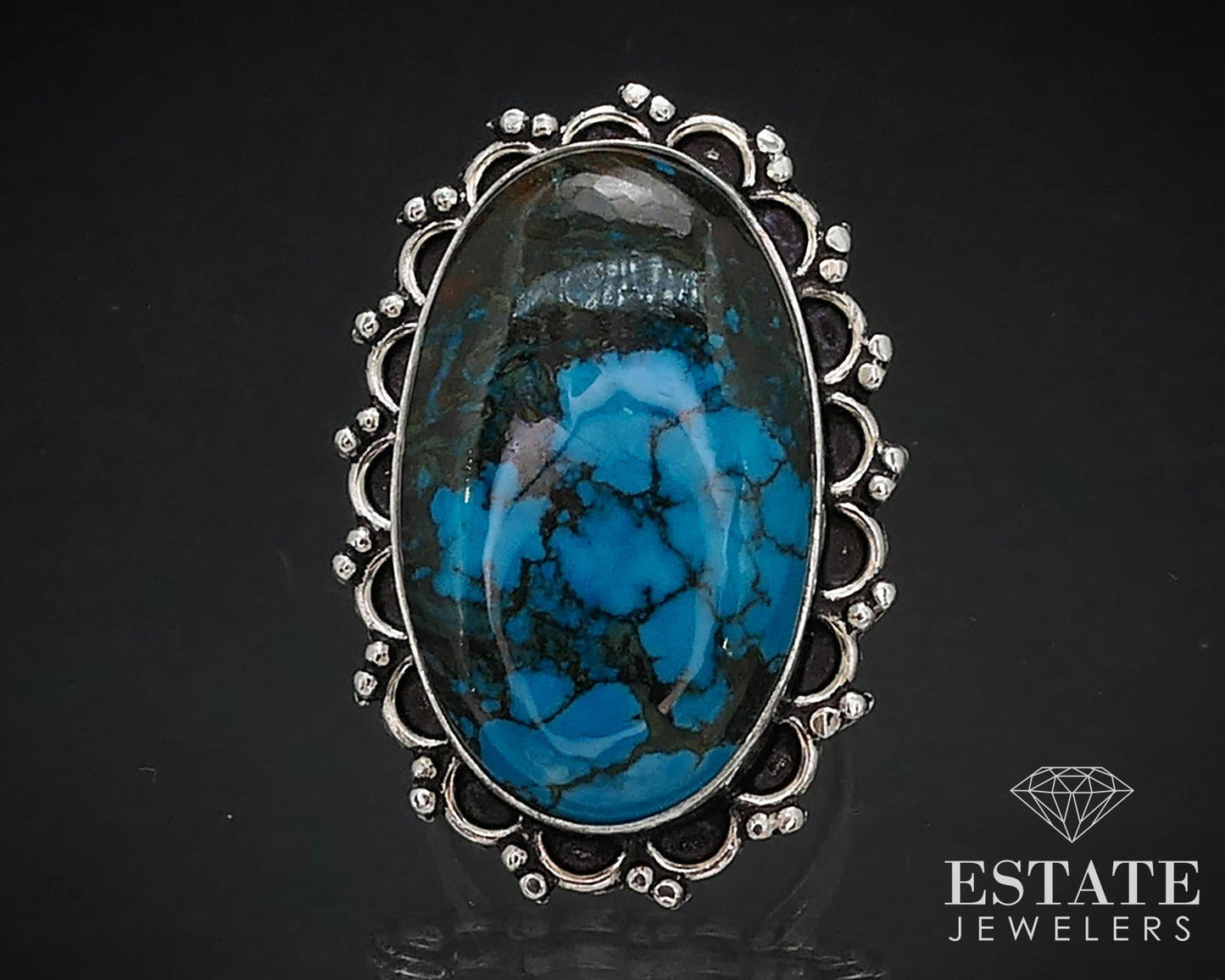 Vintage Sterling 925 Navajo Natural Turquoise Ladies Ring 12.3g i16463