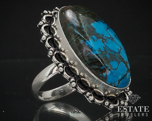 Vintage Sterling 925 Navajo Natural Turquoise Ladies Ring 12.3g i16463