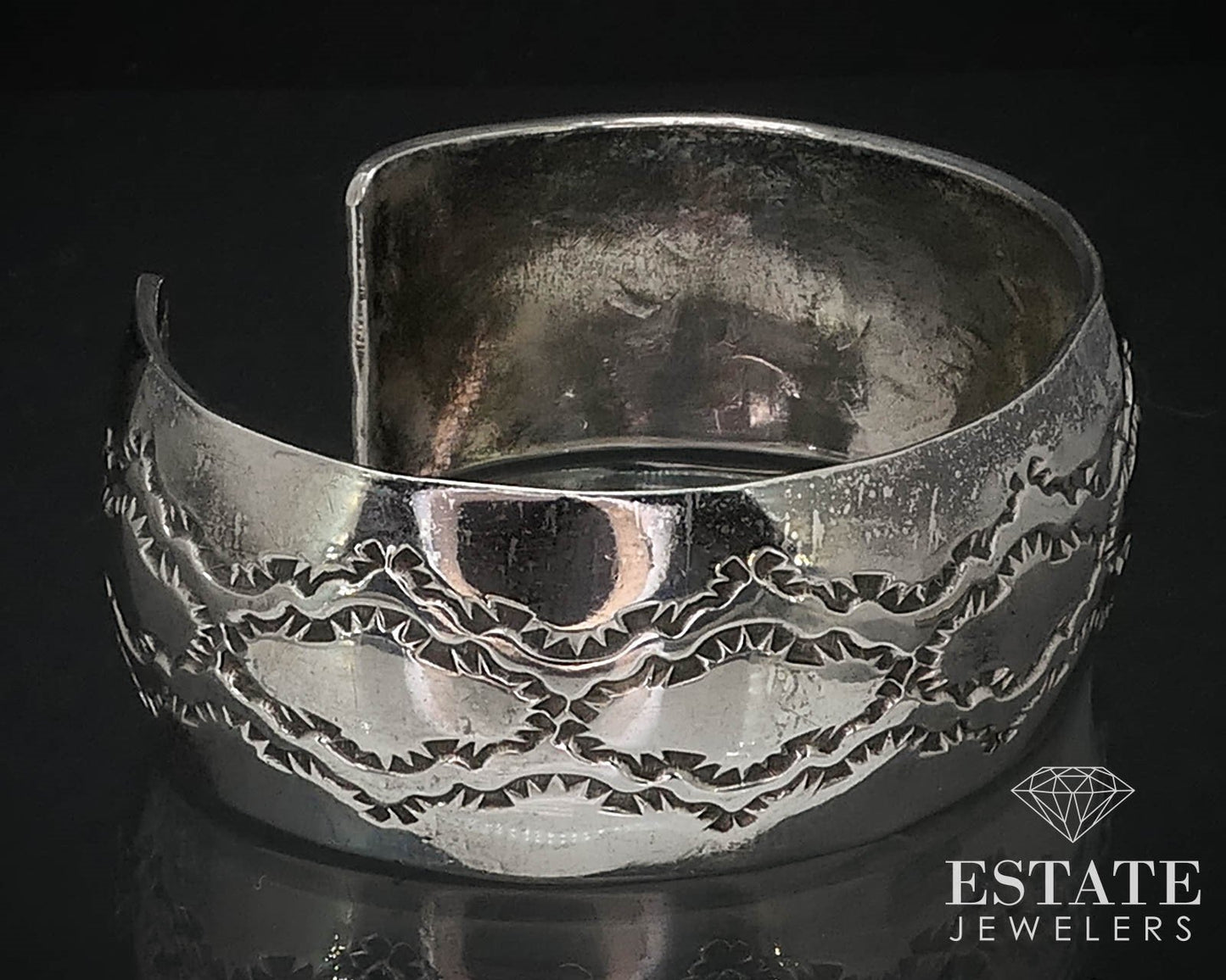 Vintage Sterling Douglas Etsitty Navajo Engraved Cuff Bracelet 37.6g i16452