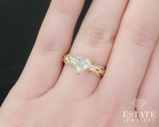 18k Yellow Gold IGI Heart Natural 1.21ctw Diamond Engagement Ring 4g i16396