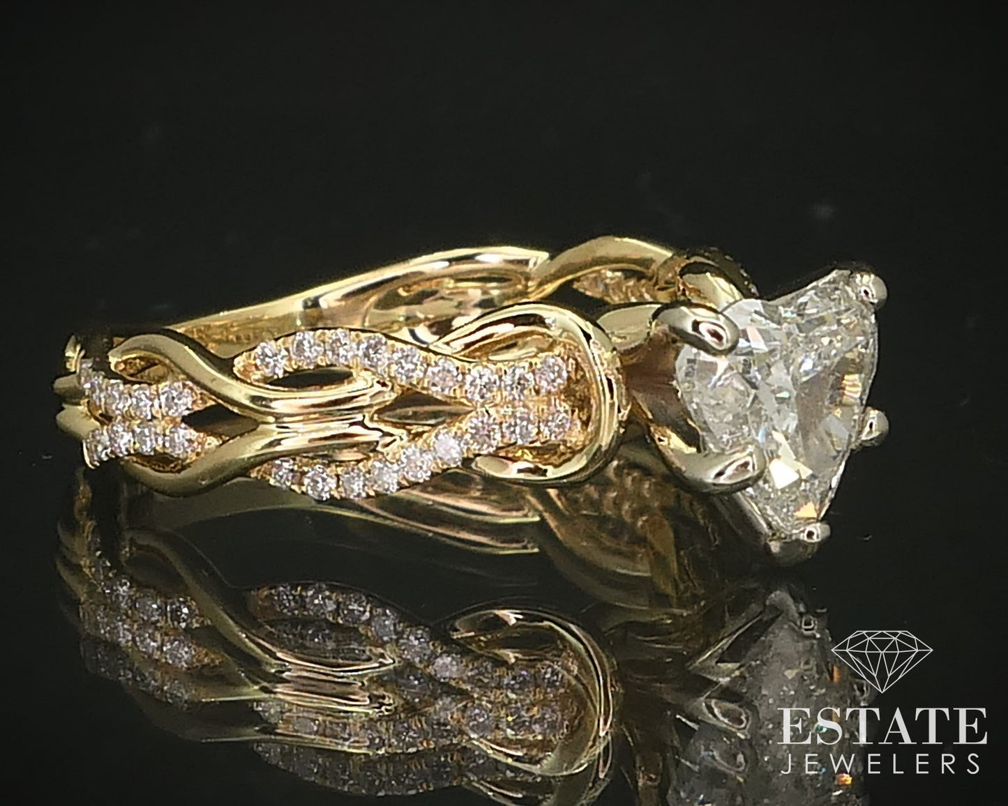 18k Yellow Gold IGI Heart Natural 1.21ctw Diamond Engagement Ring 4g i16396