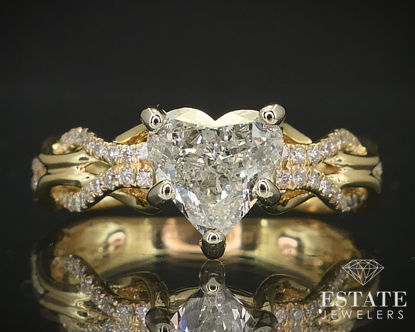 18k Yellow Gold IGI Heart Natural 1.21ctw Diamond Engagement Ring 4g i16396