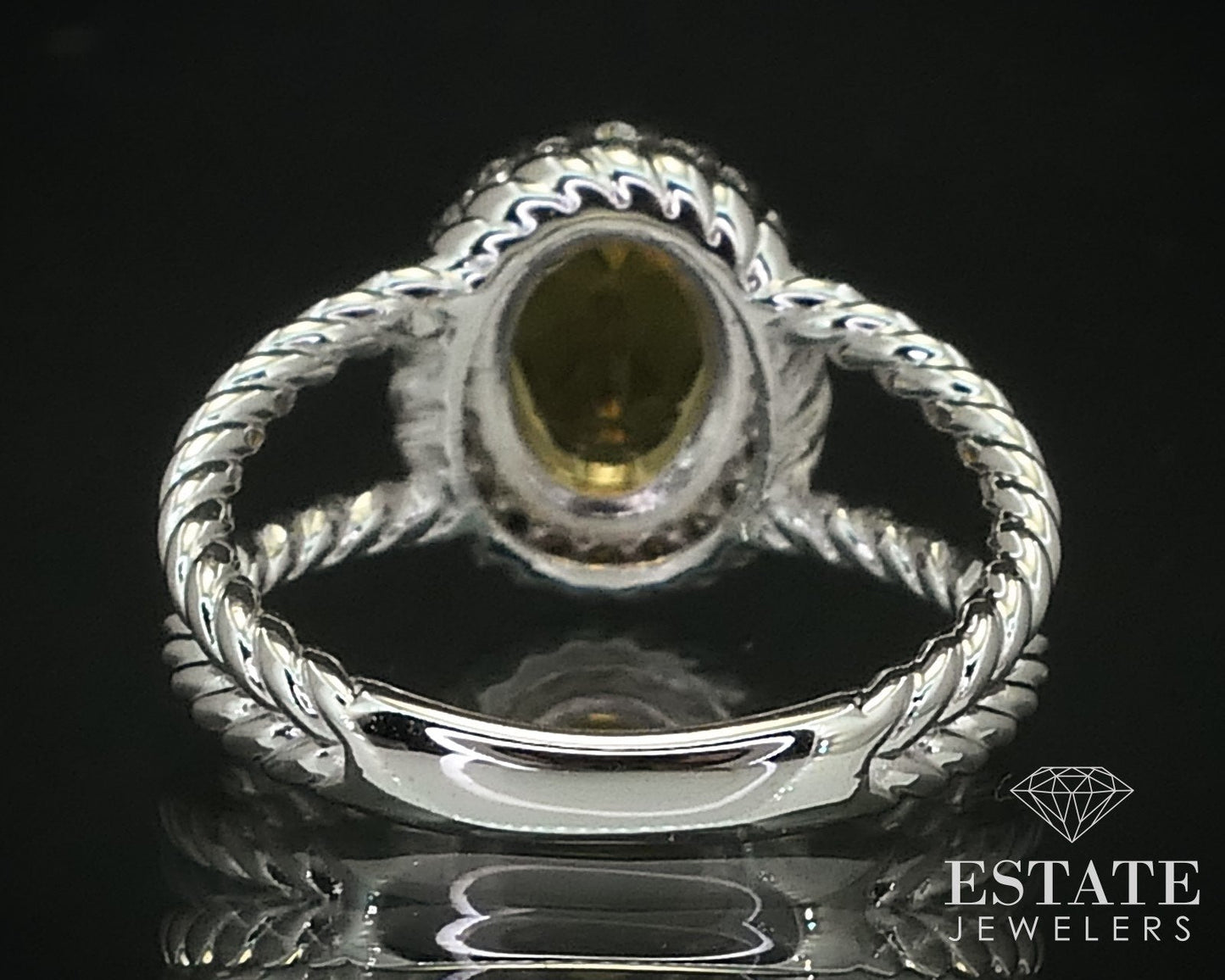 14k White Gold Oval Natural Citrine & Diamond Halo Ladies Ring 5.4g i16419