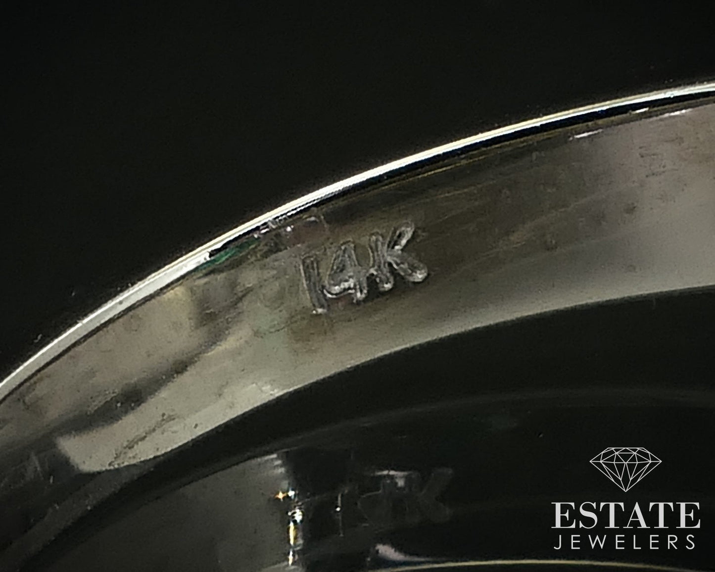 14k White Gold Oval Natural Emerald & Diamond Ladies Ring 4.4g i16413