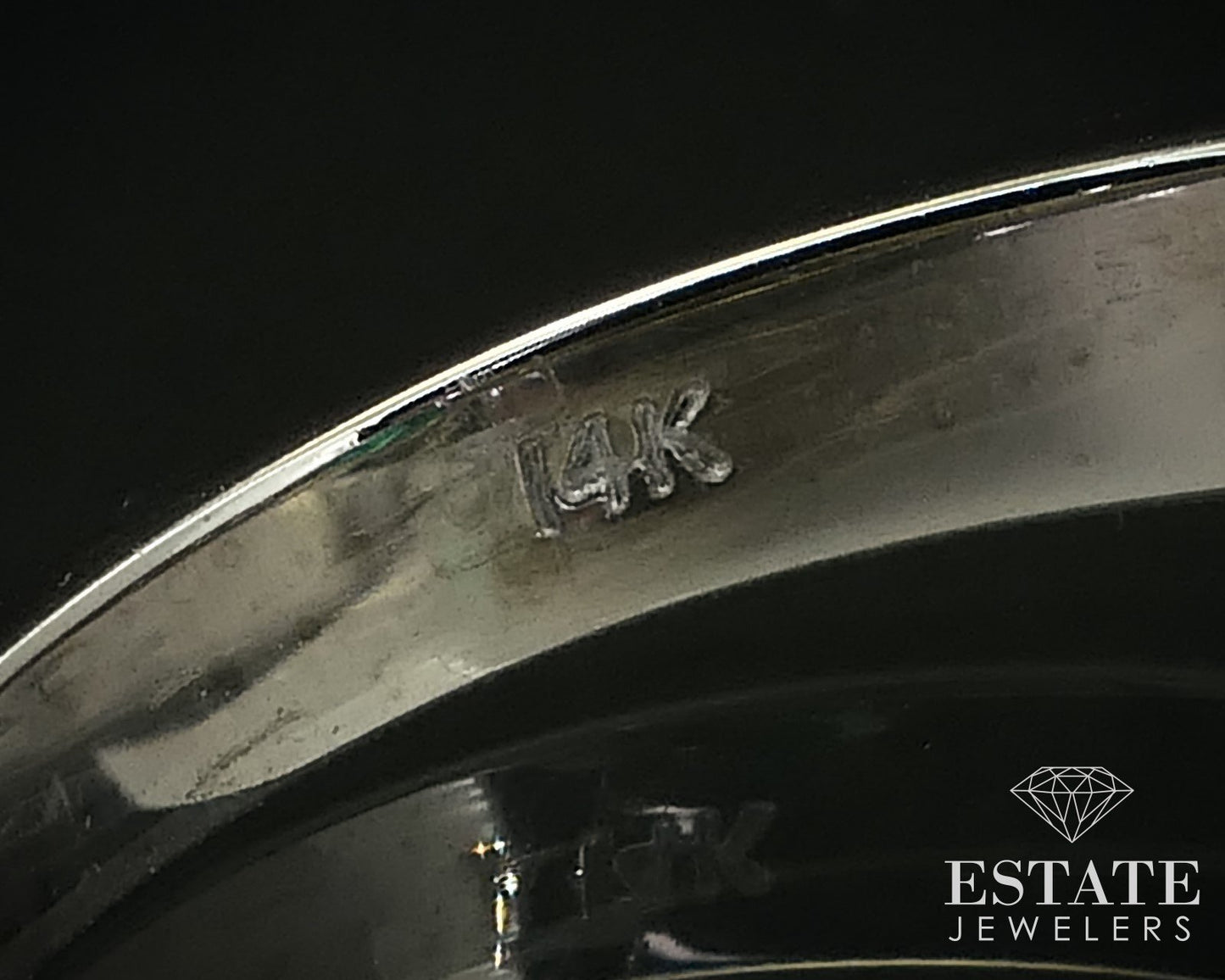 14k White Gold Oval Natural Emerald & Diamond Ladies Ring 4.4g i16413