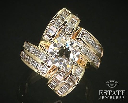 14k Yellow Gold European Natural 2.63ctw Diamond Engagement Ring 9g i16487