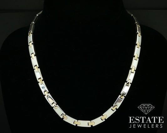 18k Sterling Tiffany & Co. Alternating Flat Link Necklace 92g 18"L i16480