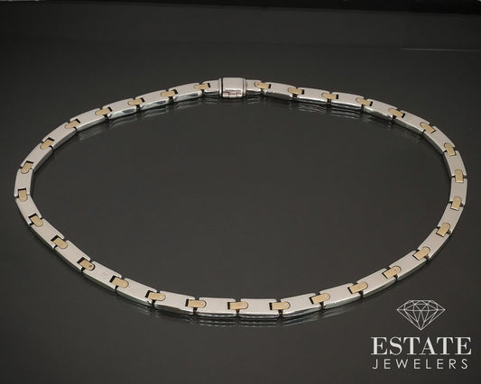 18k Sterling Tiffany & Co. Alternating Flat Link Necklace 92g 18"L i16480