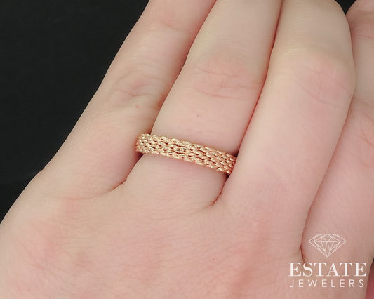 18k Rose Gold Tiffany & Co. Somerset Narrow Mesh Ladies Band Ring 4.3g i16467