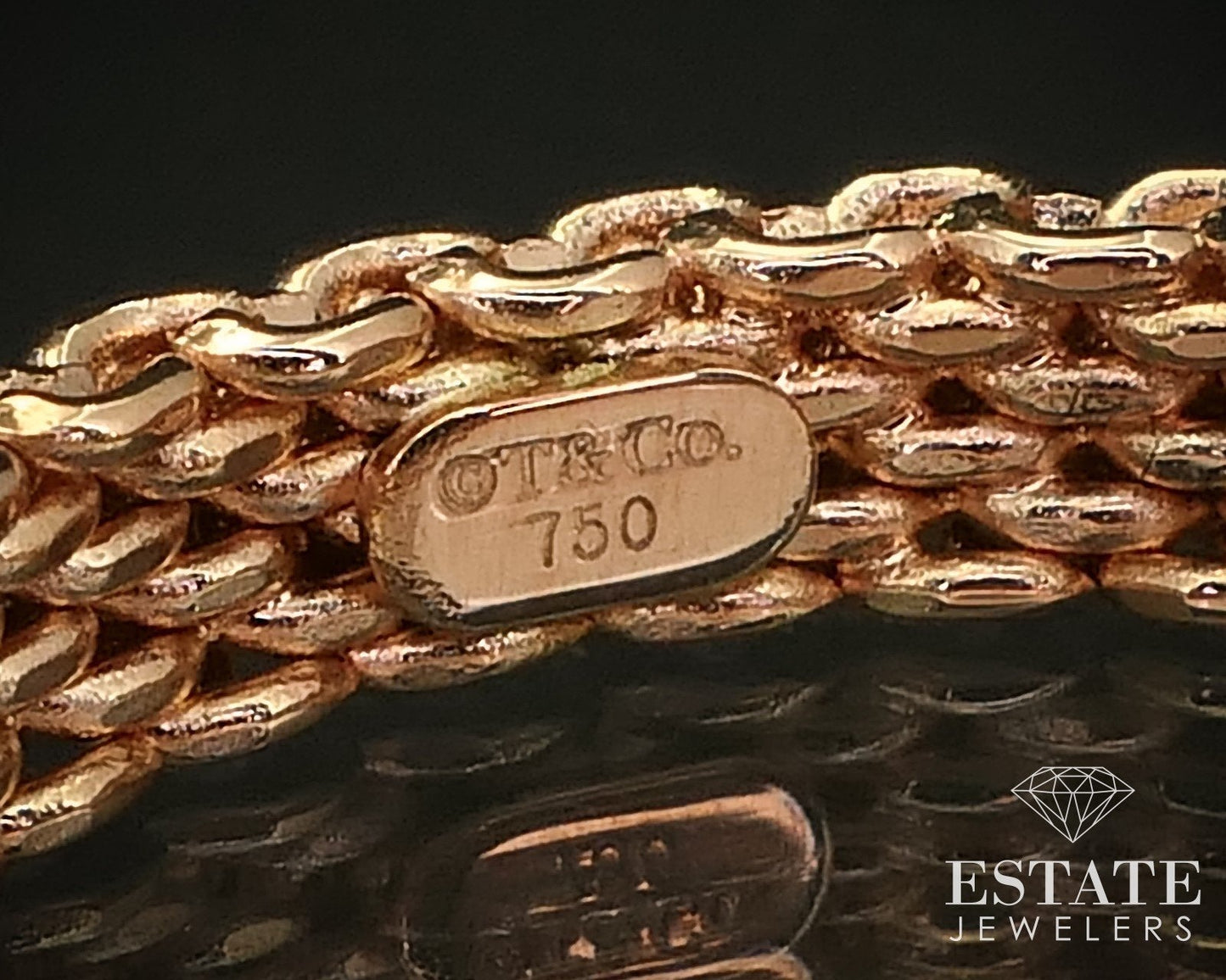 18k Rose Gold Tiffany & Co. Somerset Narrow Mesh Ladies Band Ring 4.3g i16467