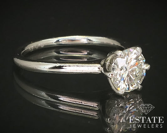 14k White Gold Round GIA Natural 1.00ct Diamond Solitaire Ring 4.9g i16484