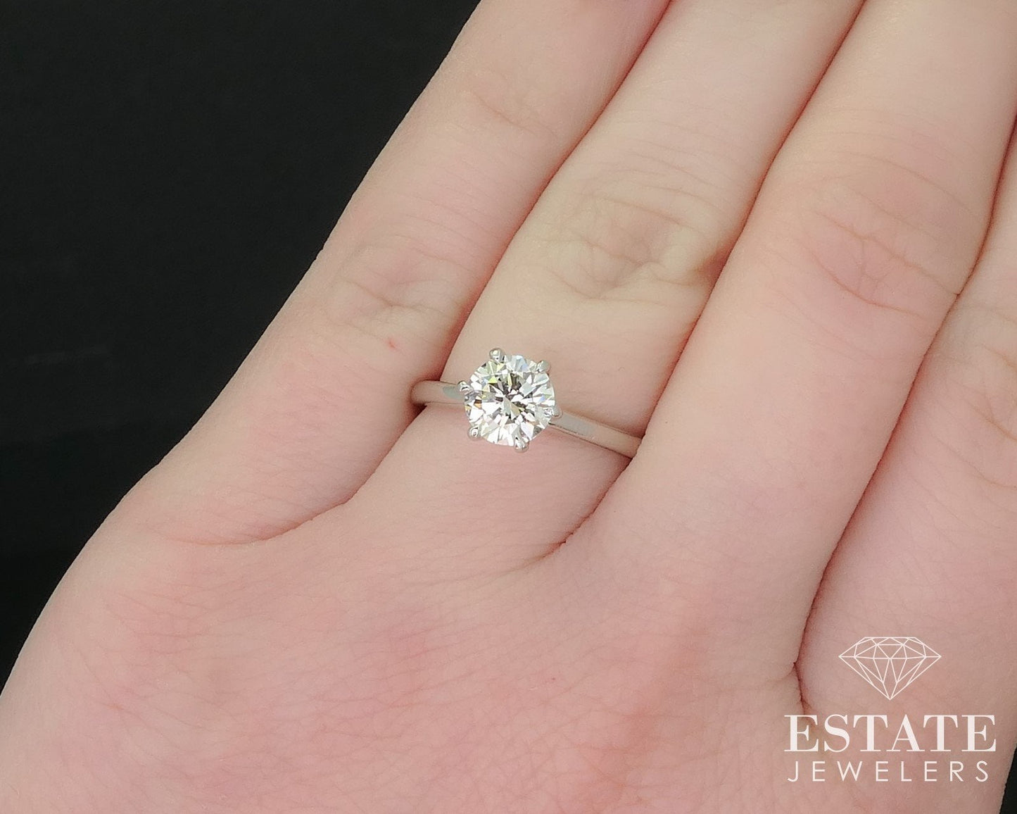 14k White Gold Round GIA Natural 1.00ct Diamond Solitaire Ring 4.9g i16484