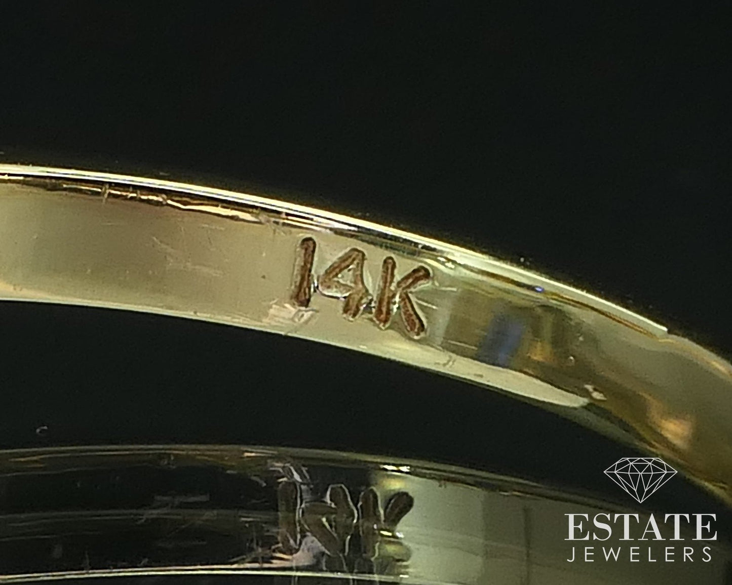 14k Yellow Gold Emerald Natural Blue Sapphire & Trillion Diamond Ring 3g i16495
