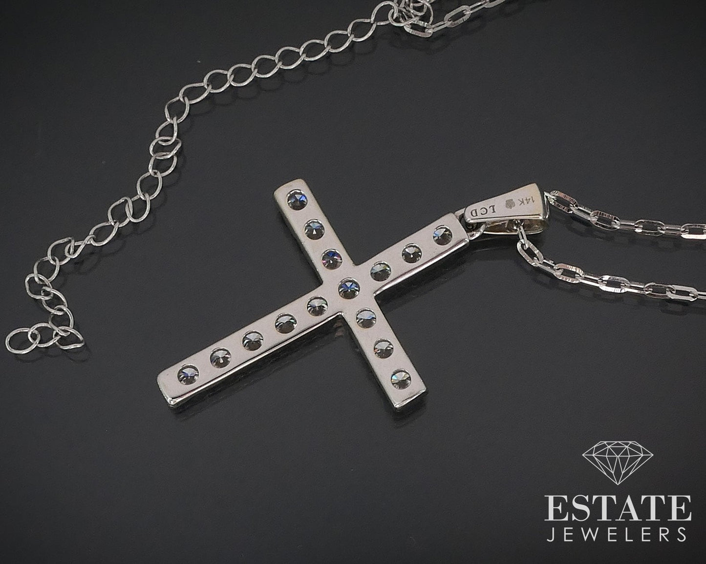 14k White Gold 1.20ctw Diamond Cross Ladies Necklace 5.3g 20"L i17653