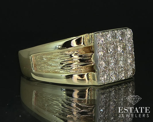 Vintage 14k Yellow Gold 11mm Natural .56ctw Diamond Mens Band Ring 9.6g i16513