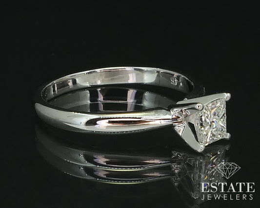 14k White Gold Princess Cut Natural .42ct Diamond Solitaire Ring 2.4g i16507