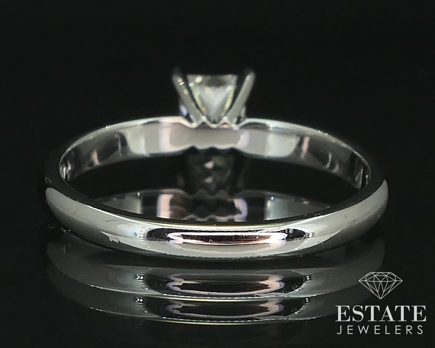 14k White Gold Princess Cut Natural .42ct Diamond Solitaire Ring 2.4g i16507
