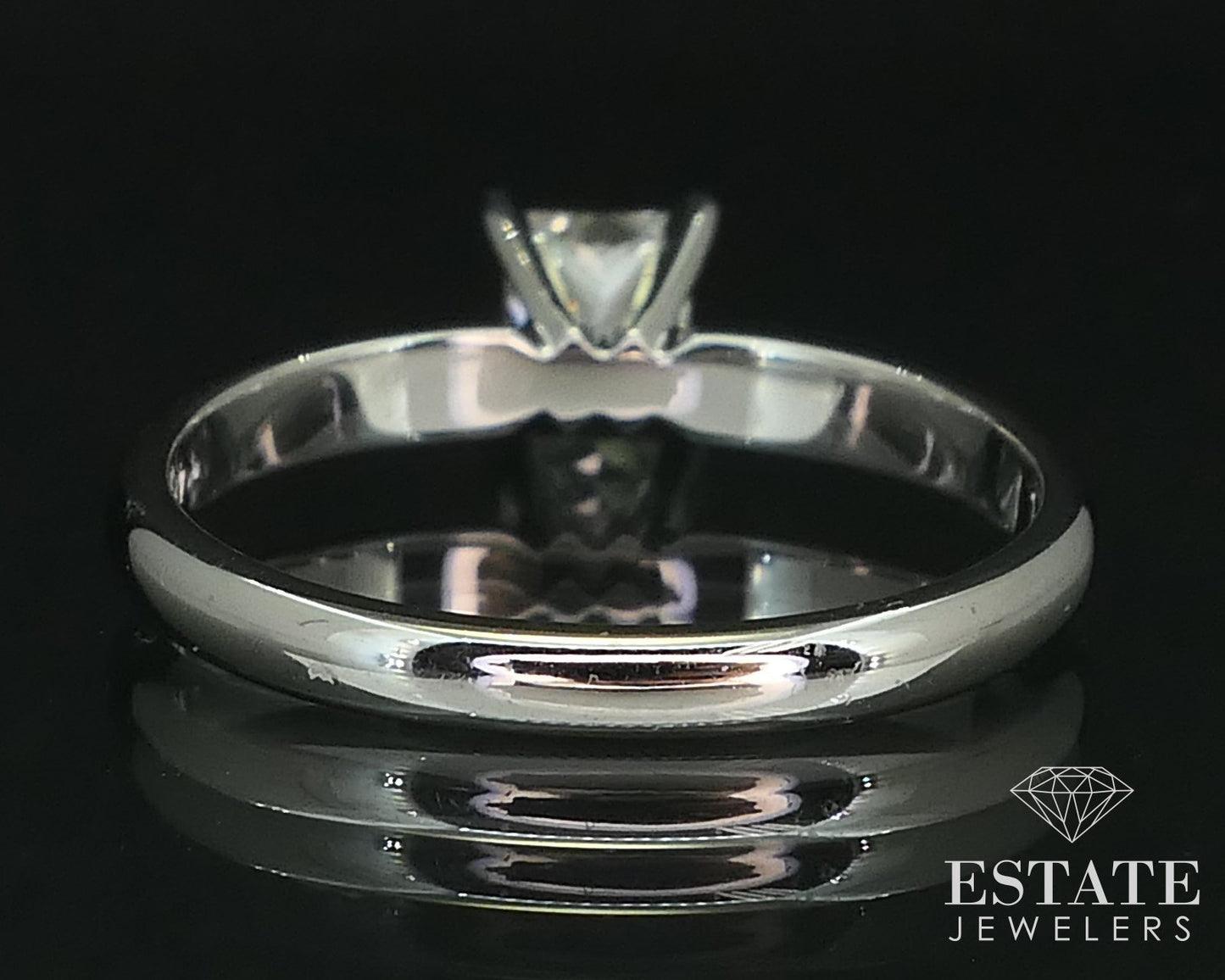 14k White Gold Princess Cut Natural .42ct Diamond Solitaire Ring 2.4g i16507