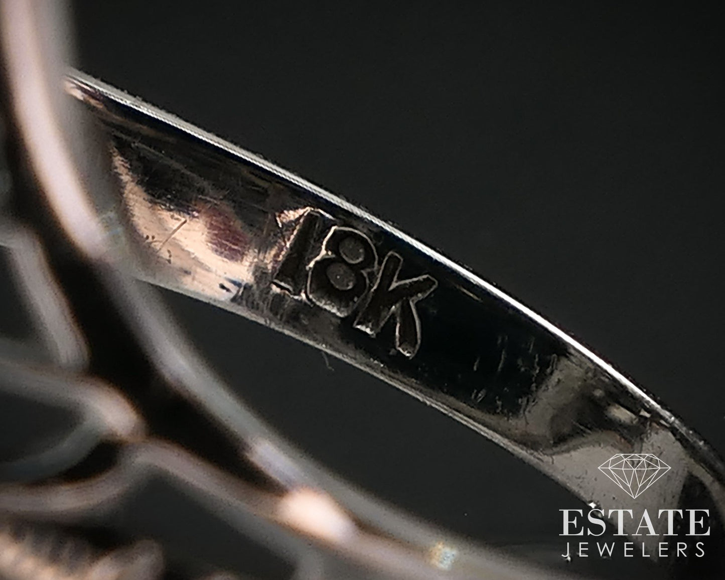 Antique 18k White Gold Black Onyx & Diamond Mourning Filigree Ring 4.1g i16534