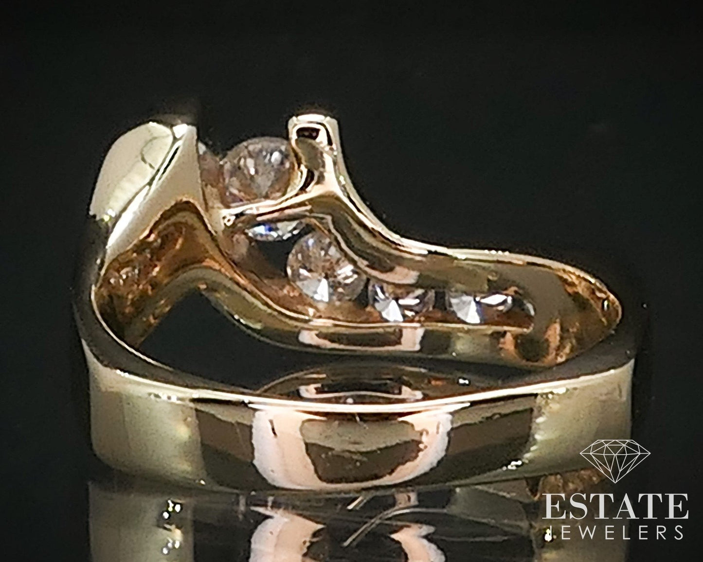 Vintage Retro 14k Yellow Gold Natural .20ctw Diamond Ladies Band Ring 4g i16524
