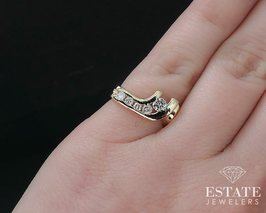 Vintage Retro 14k Yellow Gold Natural .20ctw Diamond Ladies Band Ring 4g i16524