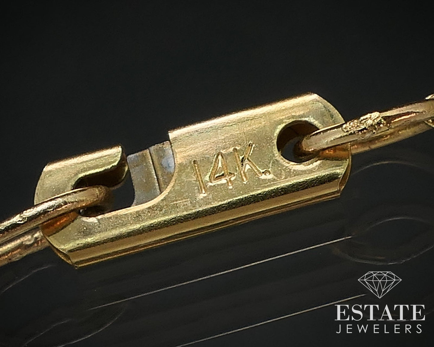 Antique 14K Yellow Gold OEC Natural .22ct Diamond Necklace 1.8g 16"L I16525