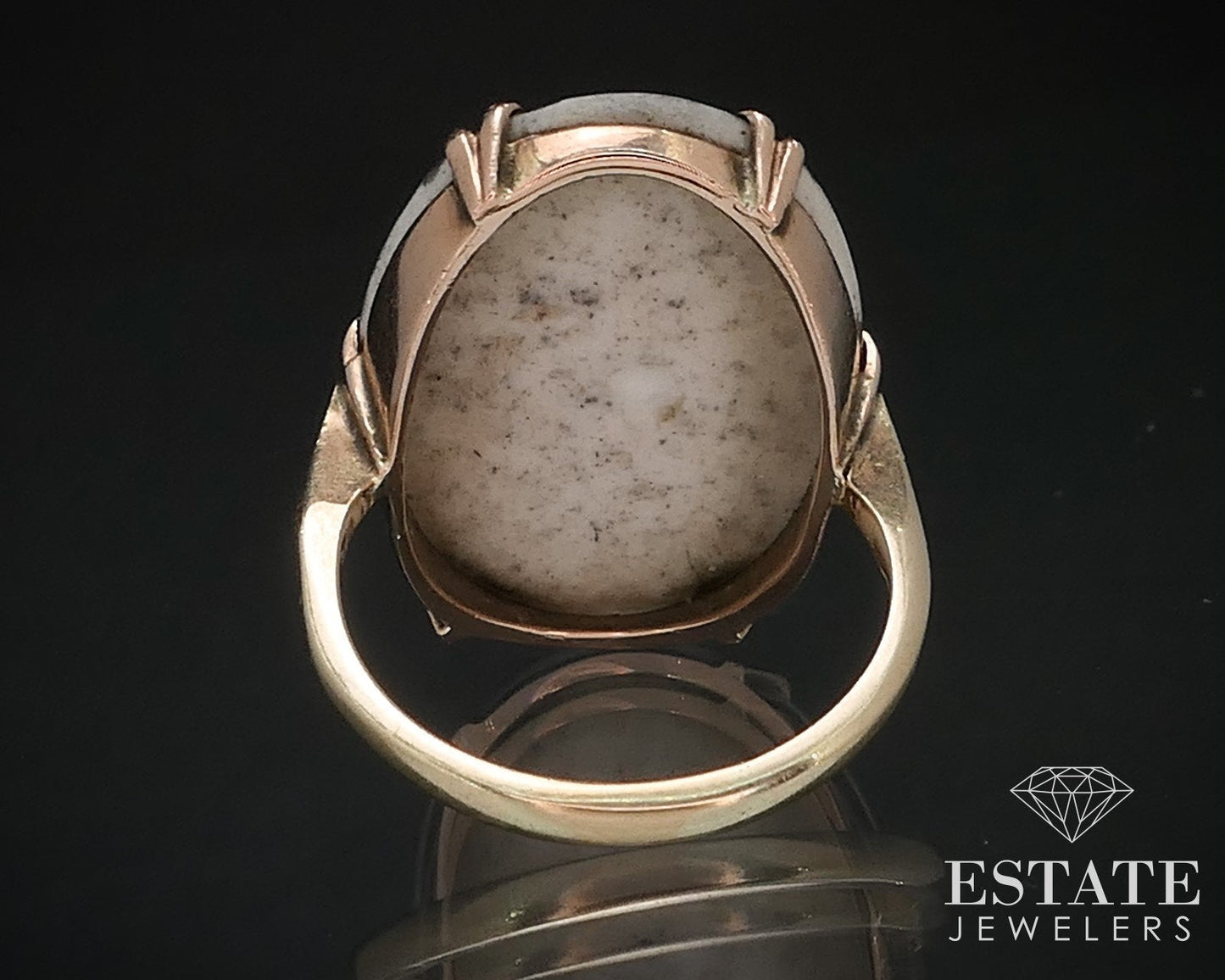 Antique Victorian 14k Yellow Gold Painted Portrait Ladies Ring 3g i16564
