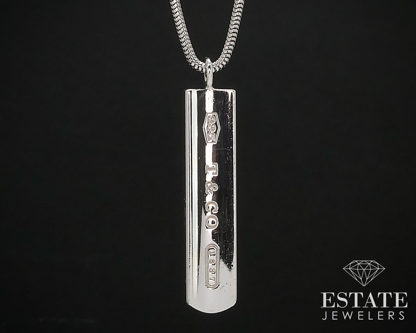 Sterling Silver Tiffany & Co. 1837 Bar Snake Chain Necklace 13.2g 18"L i16569