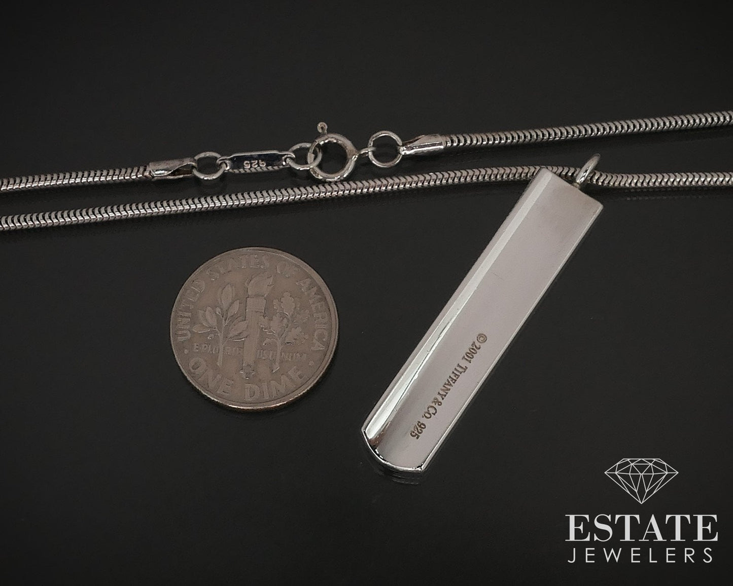 Sterling Silver Tiffany & Co. 1837 Bar Snake Chain Necklace 13.2g 18"L i16569