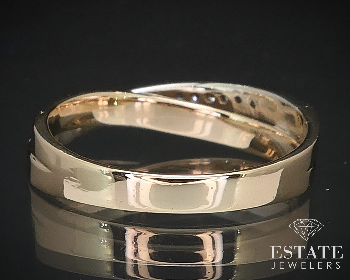 14k Yellow & White Gold Natural .13ctw Diamond Crossover Band Ring 3.7g i16588
