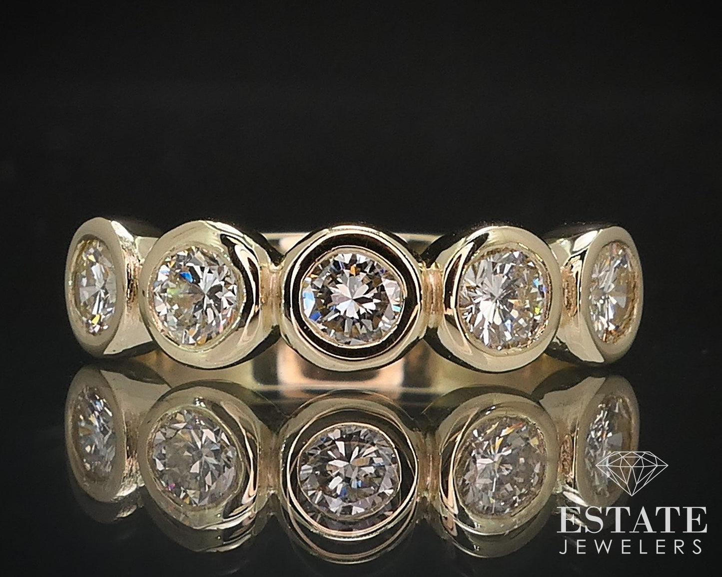 14k Yellow Gold Round Natural .75ctw Diamond Ladies Band Ring 4.4g i16542
