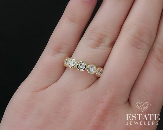 14k Yellow Gold Round Natural .75ctw Diamond Ladies Band Ring 4.4g i16542
