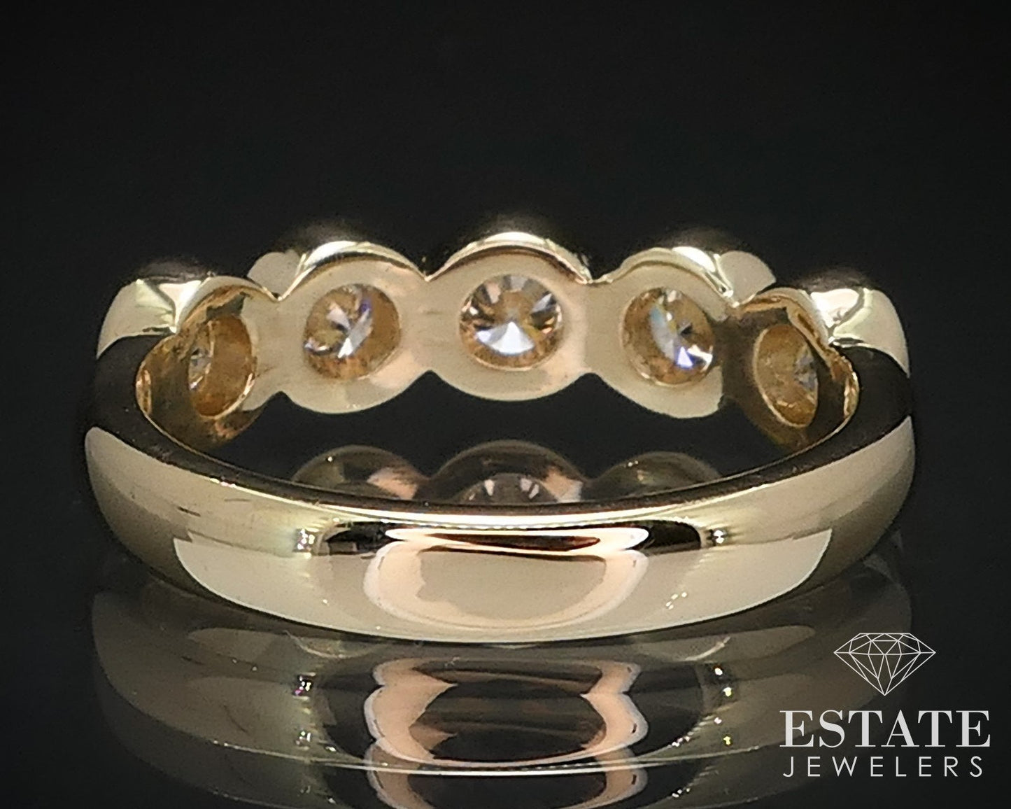 14k Yellow Gold Round Natural .75ctw Diamond Ladies Band Ring 4.4g i16542