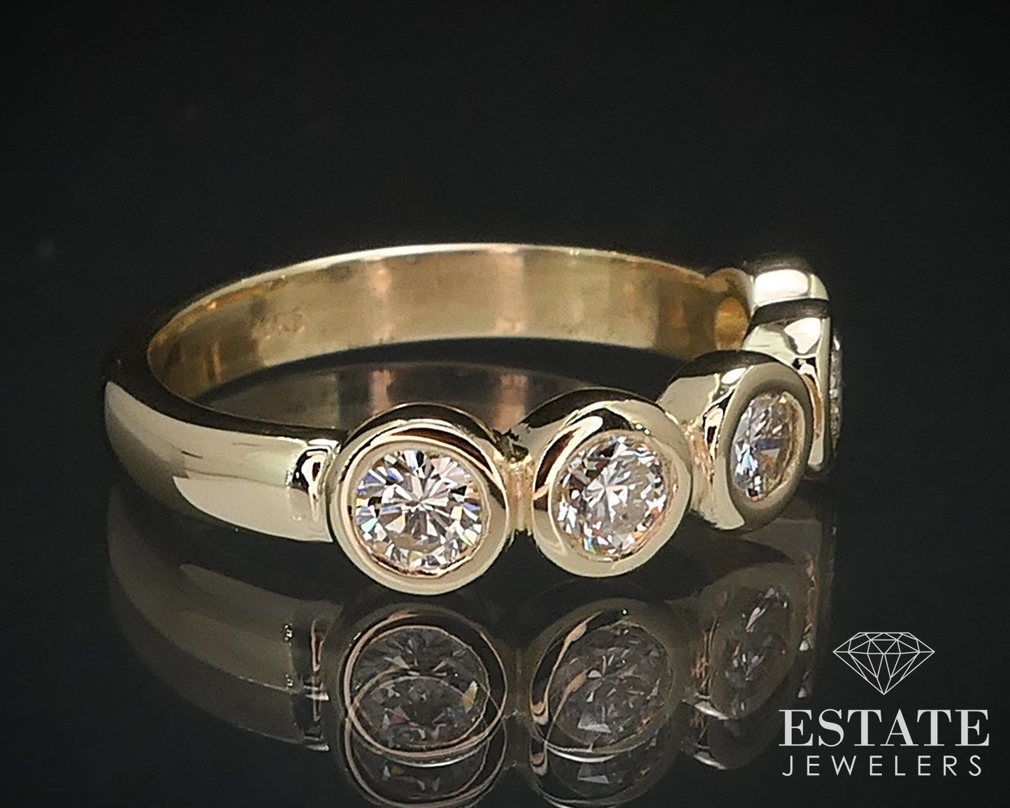 14k Yellow Gold Round Natural .75ctw Diamond Ladies Band Ring 4.4g i16542