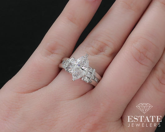 14k White Gold Marquise Natural 2.05ctw Diamond Engagement Ring 8.4g i16539