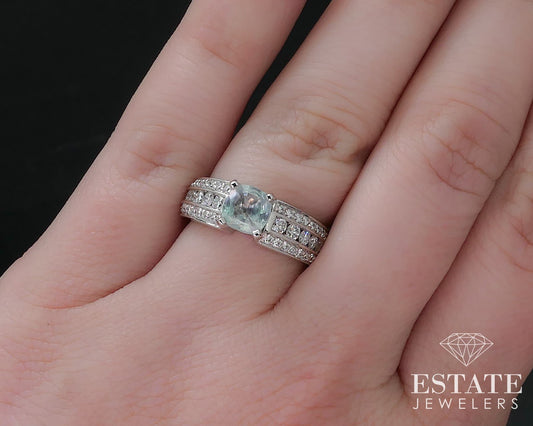 14k White Gold Cushion Natural 2.35ctw Alexandrite & Diamond Ring 6.6g i16536