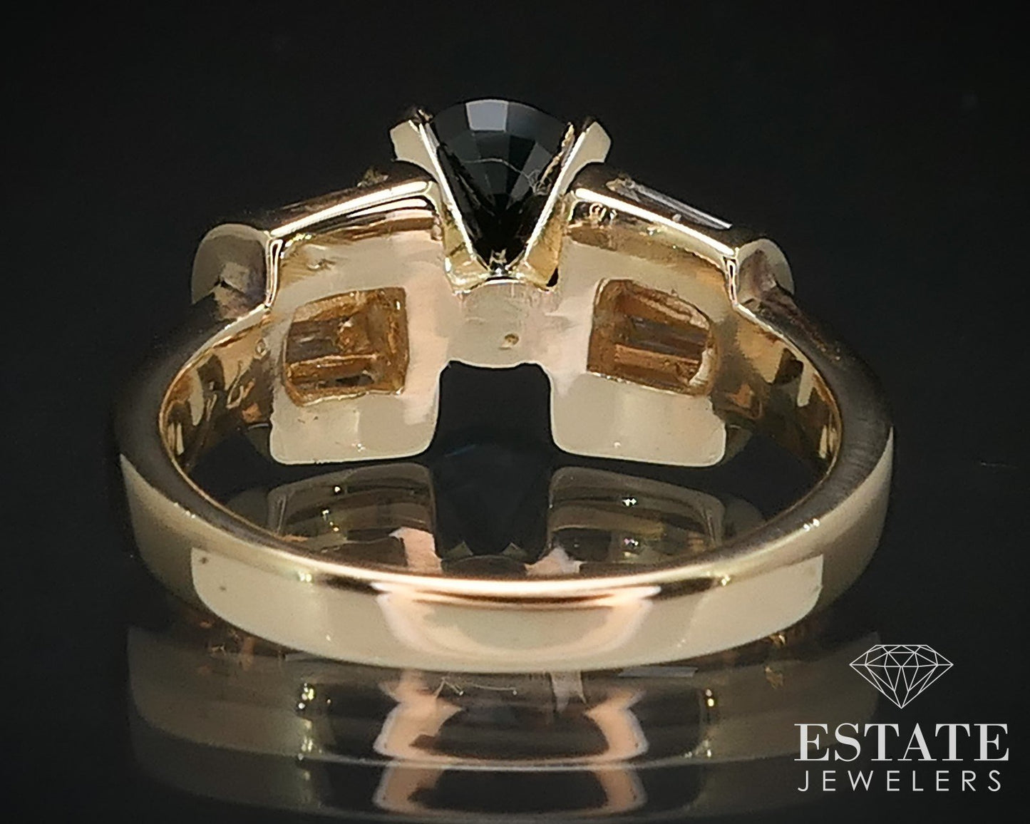 14k Yellow Gold Oval Natural 1.49ct Blue Sapphire & Diamond Ring 5.4g i16541