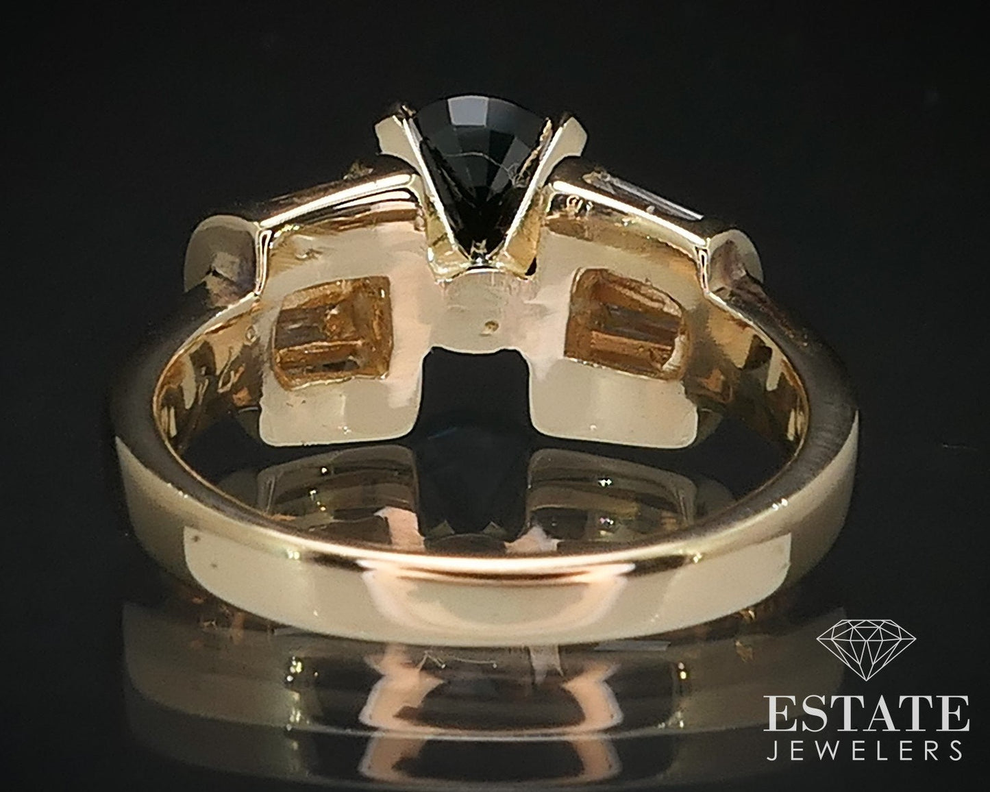 14k Yellow Gold Oval Natural 1.49ct Blue Sapphire & Diamond Ring 5.4g i16541