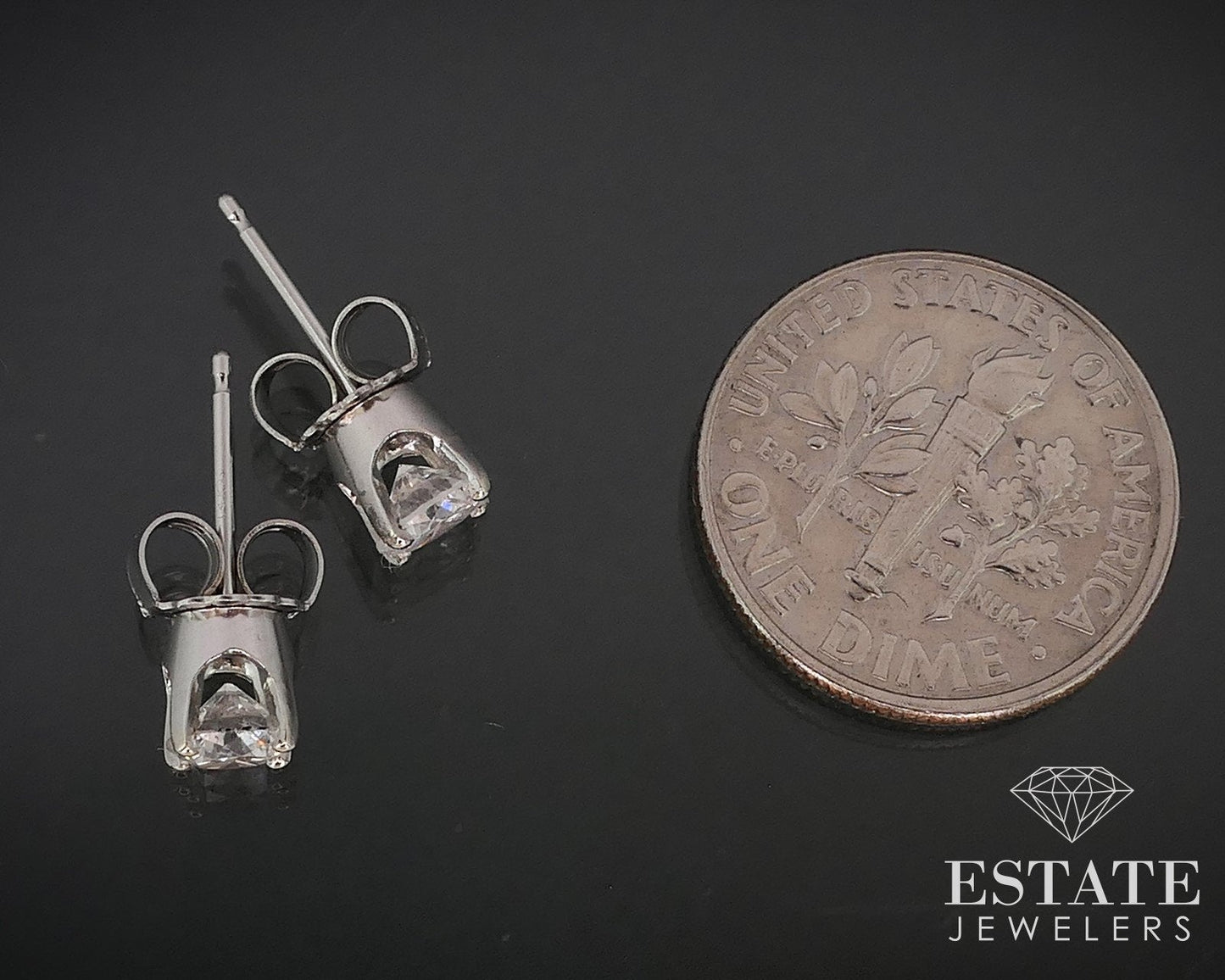 14k White Gold Round Natural .73ctw Diamond Stud Earrings i16614