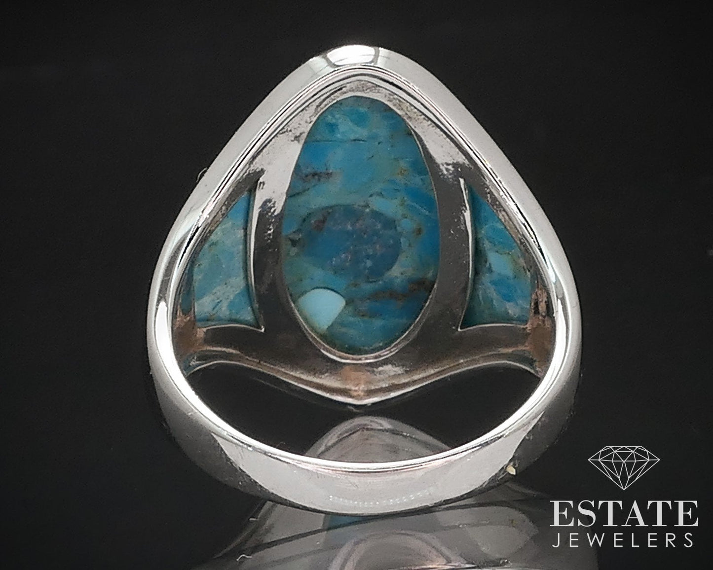 Sterling Silver DK Natural Turquoise Ladies Band Ring 9.2g i16742