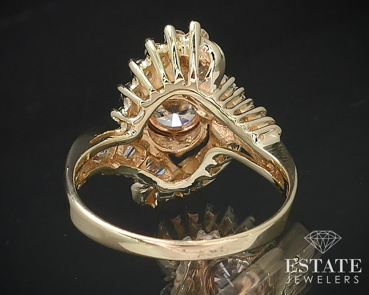 14k Yellow Gold Natural 1.27ctw Diamond Ballerina Cocktail Ring 6g i16667