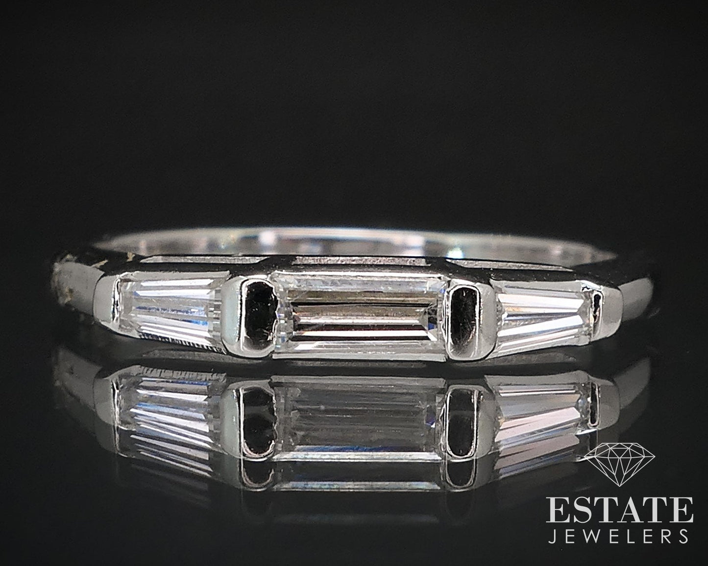Antique 14k White Gold Natural .30ctw Diamond Ladies Wedding Band 1.8g i16672