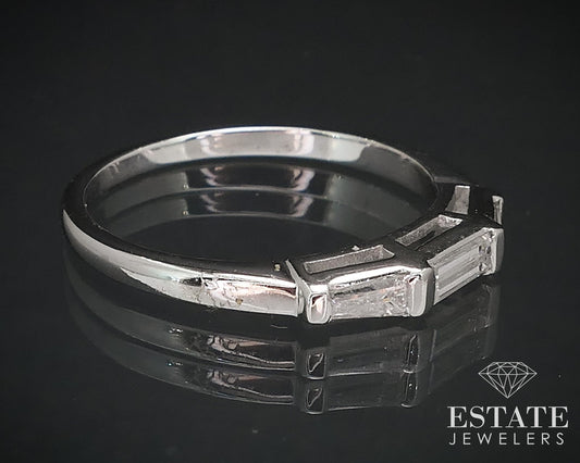 Antique 14k White Gold Natural .30ctw Diamond Ladies Wedding Band 1.8g i16672