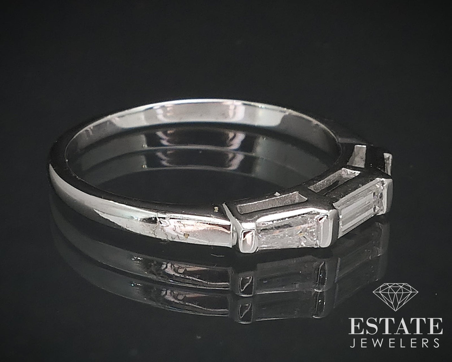 Antique 14k White Gold Natural .30ctw Diamond Ladies Wedding Band 1.8g i16672