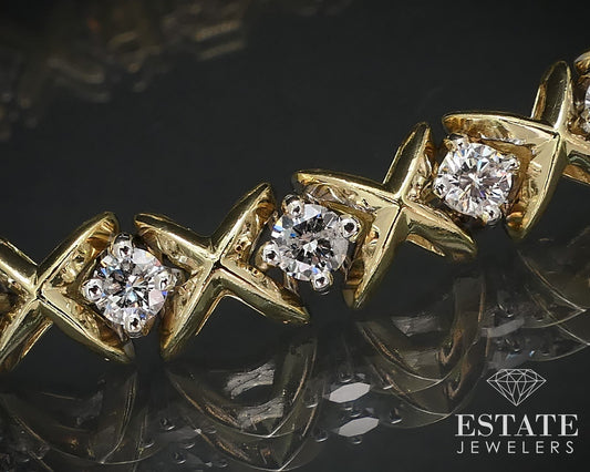 18k Two Tone Gold XOXO Natural 3.20ctw Diamond Tennis Bracelet 22.9g 7"L i16677