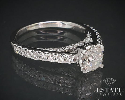 14k White Gold Round Natural .88ctw Diamond Engagement Ring 3g i16663