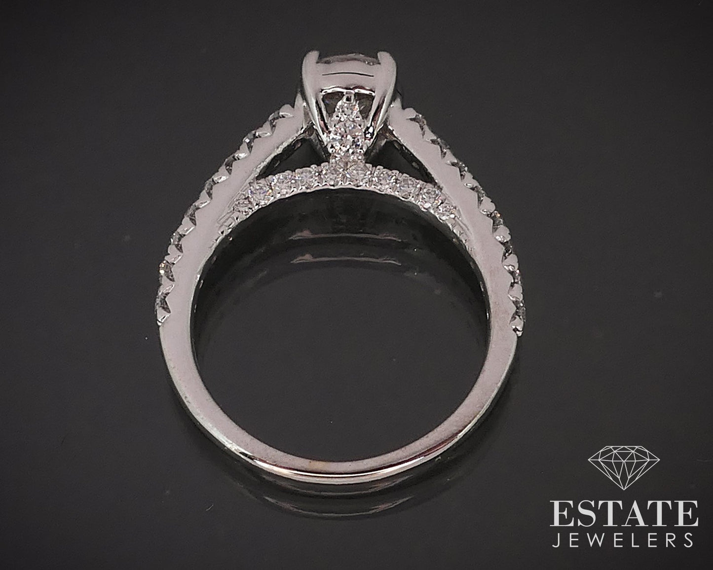 14k White Gold Round Natural .88ctw Diamond Engagement Ring 3g i16663