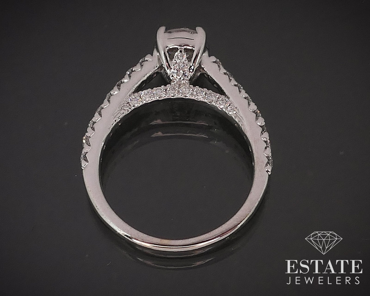 14k White Gold Round Natural .88ctw Diamond Engagement Ring 3g i16663