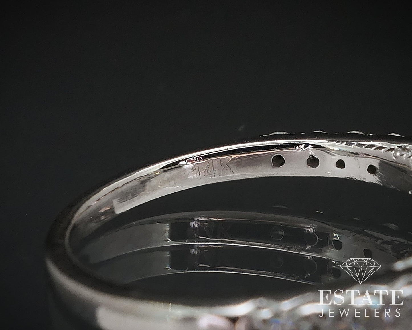 14k White Gold Round Natural .88ctw Diamond Engagement Ring 3g i16663