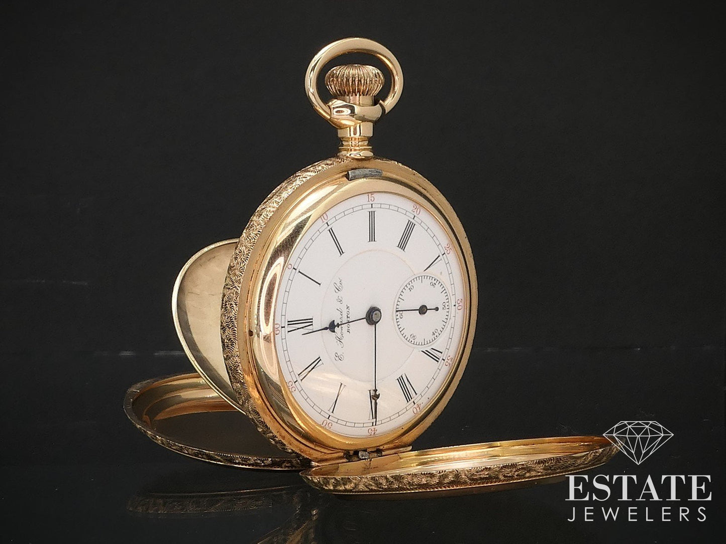 Antique Solid 14k Yellow Gold Howard Series XI Heavy Hunters Pocket Watch i16724